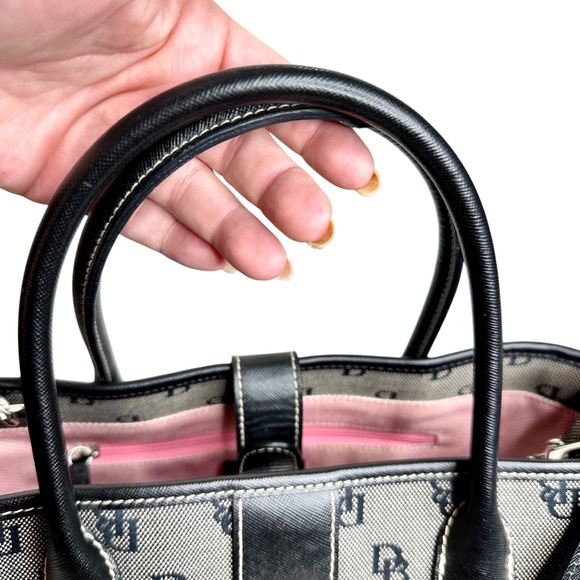 Dooney & Bourke Signature Double Handle Tote Bag Small Black Vintage Purse - Picture 7 of 16